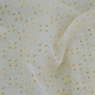 French Fashion Designer Solid Off-White Non-Stretch Tencel™ / Lyocell Cotton Blended Eyelet DS00685