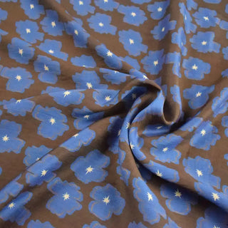 French Fashion Designer Floral Brown Non-Stretch Tencel™ / Lyocell Linen Blended Plain Woven DS00687