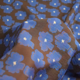 French Fashion Designer Floral Brown Non-Stretch Tencel™ / Lyocell Linen Blended Plain Woven DS00687