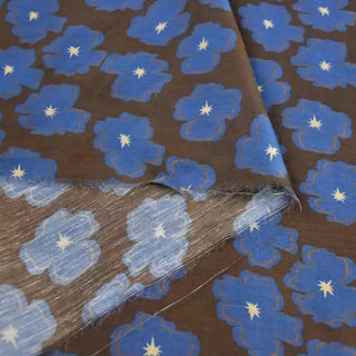 French Fashion Designer Floral Brown Non-Stretch Tencel™ / Lyocell Linen Blended Plain Woven DS00687