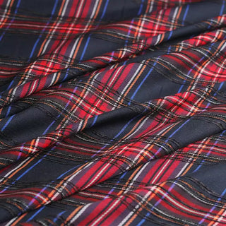 Japanese Designer Plaid Red Non-Stretch Linen Dobby Jacquard DS00691