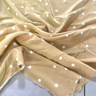 Japanese Designer Polka Dot Brown Non-Stretch Mulberry Silk Crepe De Chine DS00695 -16 Momme