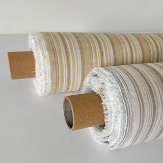 Made In France Premium Quality Stripes Multi Color Non-Stretch Washed / Softened Organic Linen Plain Woven DS00697