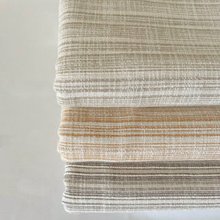 Made In France Premium Quality Stripes Multi Color Non-Stretch Washed / Softened Cotton Organic Linen Blended Slub DS00698