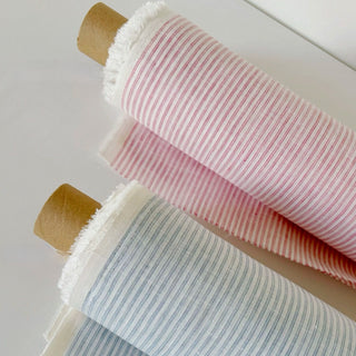 Made In France Premium Quality Stripes Multi Color Non-Stretch Washed / Softened Organic Linen Plain Woven DS00699
