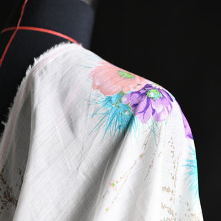 Yardblox Exclusive Zimmermann Floral White Non-Stretch Ramie Plain Woven DS01502