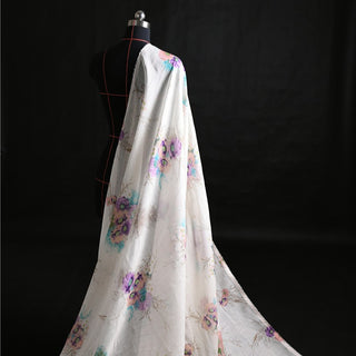 Yardblox Exclusive Zimmermann Floral White Non-Stretch Ramie Plain Woven DS01502