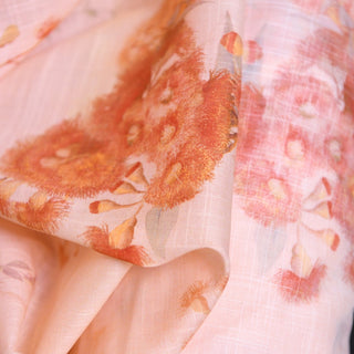 Yardblox Exclusive Zimmermann Floral Orange Non-Stretch Cotton Linen Blended Plain Woven DS01507