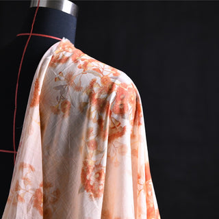 Yardblox Exclusive Zimmermann Floral Orange Non-Stretch Cotton Linen Blended Plain Woven DS01507