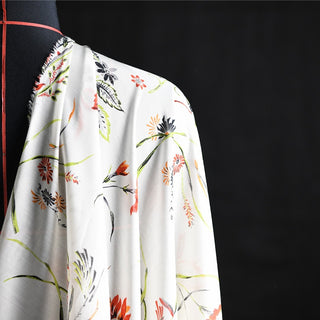 Yardblox Exclusive ME+EM Floral Off-White Non-Stretch Silk Cotton Blended Plain Woven DS01508