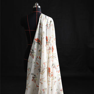 Yardblox Exclusive ME+EM Floral Off-White Non-Stretch Silk Cotton Blended Plain Woven DS01508