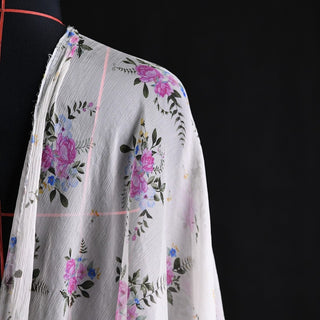 Zimmermann Floral White Non-Stretch Crinkled Mulberry Silk Georgette DS01513 -6 Momme