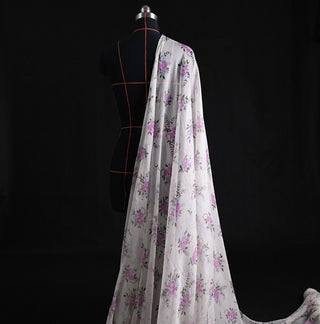 Zimmermann Floral White Non-Stretch Crinkled Mulberry Silk Georgette DS01513 -6 Momme