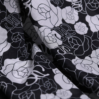 Diane von Furstenberg Floral Black Non-Stretch Mulberry Silk Cotton Blended Plain Woven DS01515 -12 Momme