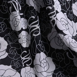 Diane von Furstenberg Floral Black Non-Stretch Mulberry Silk Cotton Blended Plain Woven DS01515 -12 Momme