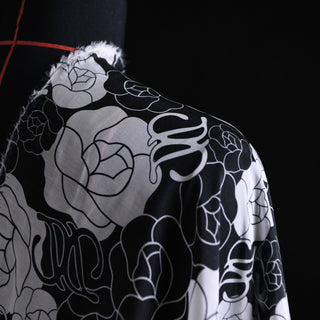 Diane von Furstenberg Floral Black Non-Stretch Mulberry Silk Cotton Blended Plain Woven DS01515 -12 Momme