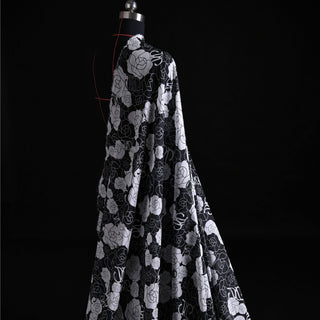 Diane von Furstenberg Floral Black Non-Stretch Mulberry Silk Cotton Blended Plain Woven DS01515 -12 Momme