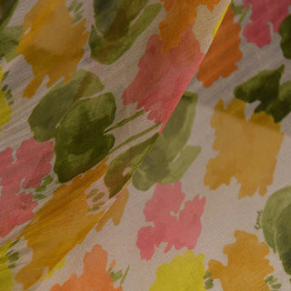 COACH Abstract Yellow Non-Stretch Crinkled Mulberry Silk Georgette DS01516 -9 Momme