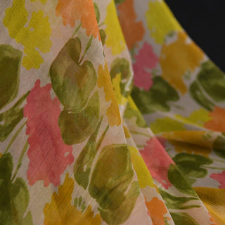 COACH Abstract Yellow Non-Stretch Crinkled Mulberry Silk Georgette DS01516 -9 Momme