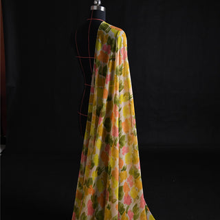 COACH Abstract Yellow Non-Stretch Crinkled Mulberry Silk Georgette DS01516 -9 Momme