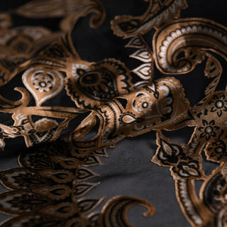 alice + olivia Paisley Black Non-Stretch Burnout Mulberry Silk Devore Velvet DS01517 -19 Momme