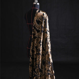 alice + olivia Paisley Black Non-Stretch Burnout Mulberry Silk Devore Velvet DS01517 -19 Momme