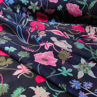 Zimmermann Floral Blue Non-Stretch Silk Cotton Blended Plain Woven DS01521 -10 Momme