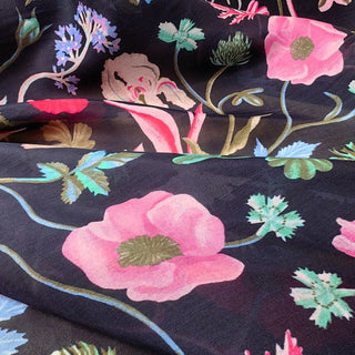 Zimmermann Floral Blue Non-Stretch Silk Cotton Blended Plain Woven DS01521 -10 Momme