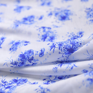 Japanese Fashion Designer Floral Blue Non-Stretch Mulberry Silk Cotton Blended Plain Woven DS01602