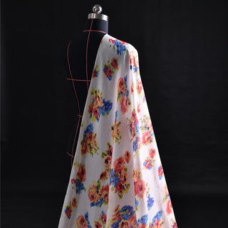 Japanese Fashion Designer Floral Multi Color Non-Stretch Mulberry Silk Cotton Blended Plain Woven DS01603