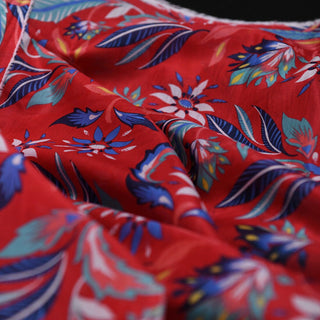 Japanese Fashion Designer Floral Red Non-Stretch Mulberry Silk Cotton Blended Plain Woven DS01604