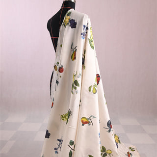 Made in Japan CABaN Fruits and Vegetables Off-White Non-Stretch Mulberry Silk Habotai DS01615 -10 Momme