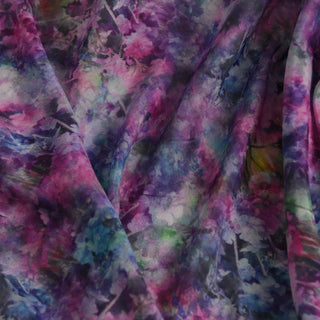 Italian Fashion Designer Floral Purple Non-Stretch Mulberry Silk Cotton Blended Plain Woven DS01622