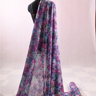 Italian Fashion Designer Floral Purple Non-Stretch Mulberry Silk Cotton Blended Plain Woven DS01622