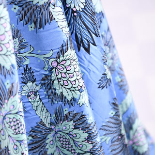 Diane von Furstenberg Floral Blue Non-Stretch Mulberry Silk Twill Satin DS01625 -15 Momme