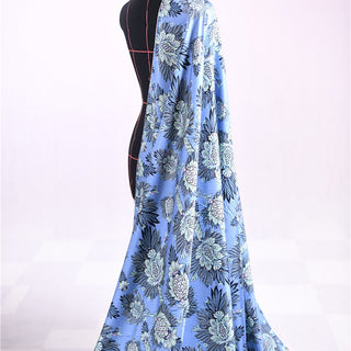 Diane von Furstenberg Floral Blue Non-Stretch Mulberry Silk Twill Satin DS01625 -15 Momme