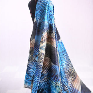 Diane von Furstenberg MISC Pattern Blue Non-Stretch Mulberry Silk Twill Satin DS01626 -16 Momme