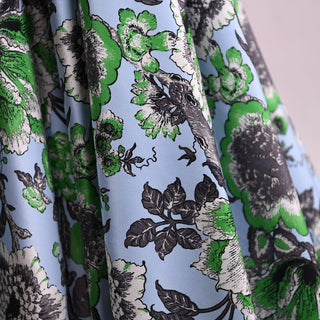 Diane von Furstenberg Floral Blue Non-Stretch Mulberry Silk Crepe De Chine DS01628 -17 Momme
