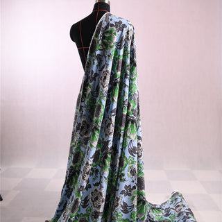 Diane von Furstenberg Floral Blue Non-Stretch Mulberry Silk Crepe De Chine DS01628 -17 Momme