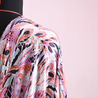 Max Mara Botanical Multi Color Stretch Mulberry Silk Elastane Blended Twill Satin DS01629 -17 Momme
