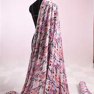 Max Mara Botanical Multi Color Stretch Mulberry Silk Elastane Blended Twill Satin DS01629 -17 Momme