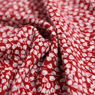 Reformation Floral Red Non-Stretch Viscose LENZING™ ECOVERO™ Viscose Blended Crepe DS01636