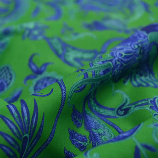 Cara Cara Floral Green Non-Stretch Combed Cotton Plain Woven DS01640