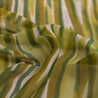 Diane von Furstenberg Stripes Green Non-Stretch Mulberry Silk Chiffon DS01642 -7 Momme