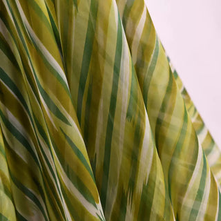 Diane von Furstenberg Stripes Green Non-Stretch Mulberry Silk Chiffon DS01642 -7 Momme