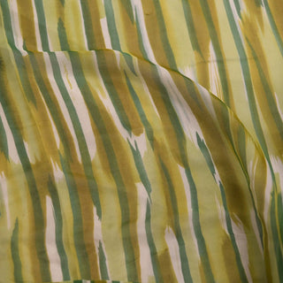 Diane von Furstenberg Stripes Green Non-Stretch Mulberry Silk Chiffon DS01642 -7 Momme