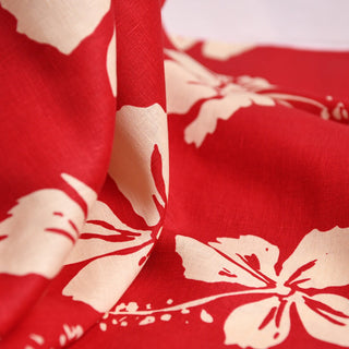 Reformation Floral Red Non-Stretch Linen Plain Woven DS01645