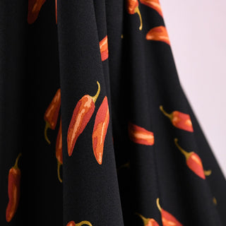 Reformation Fruits and Vegetables Black Non-Stretch Viscose LENZING™ ECOVERO™ Viscose Blended Crepe DS01646