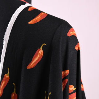 Reformation Fruits and Vegetables Black Non-Stretch Viscose LENZING™ ECOVERO™ Viscose Blended Crepe DS01646