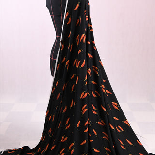 Reformation Fruits and Vegetables Black Non-Stretch Viscose LENZING™ ECOVERO™ Viscose Blended Crepe DS01646
